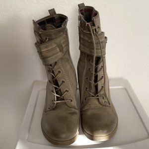 Guess Women's High Top Army Green Zip Up Boots Size 10M